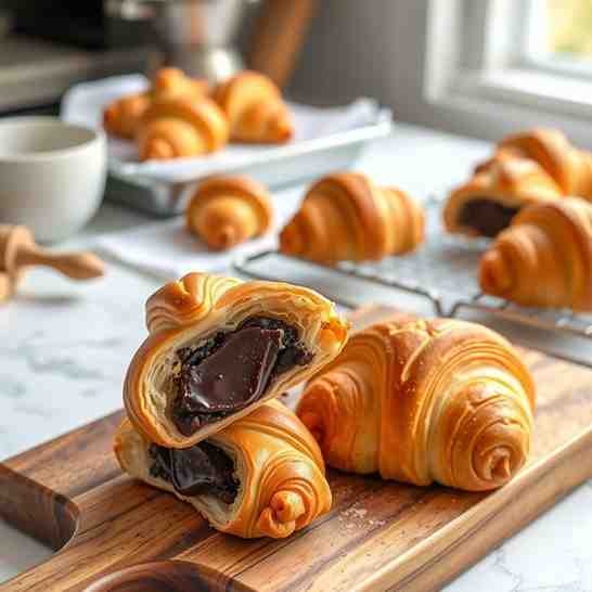 Flaky Chocolate Filled Croissants Recipe | Bake at Home